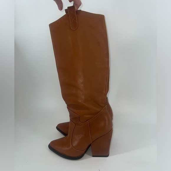 Revolve ALIAS MAE Stevie Boot in Tan Knee High Leather Western Size 37 Eu 6 US - Picture 3 of 11